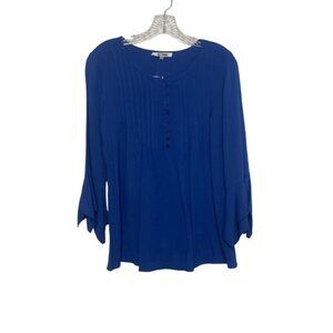 Style Infusion Tunic Top Womens Small Royal Blue New Button Detail